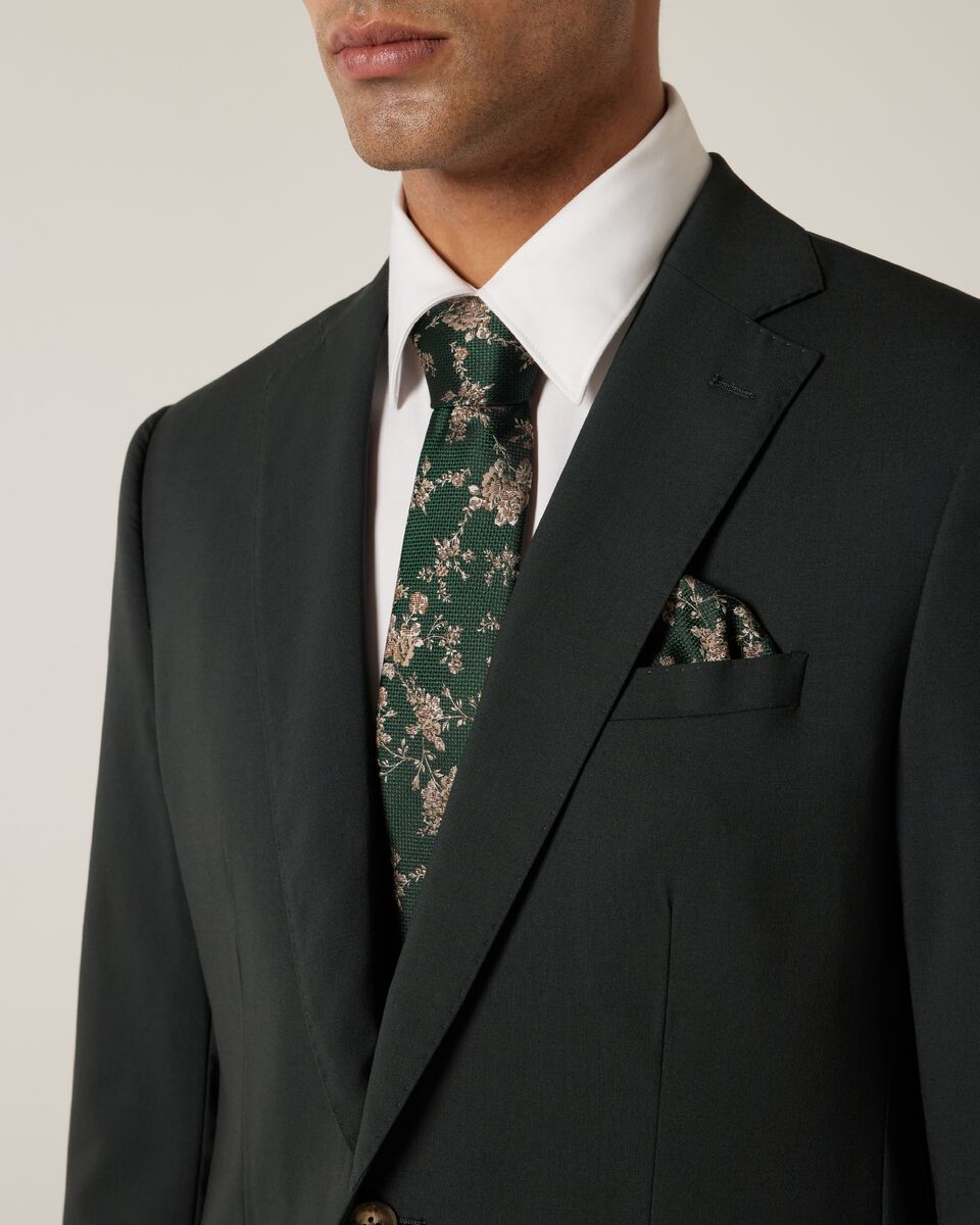 Floral Silk Tie, Forest, hi-res